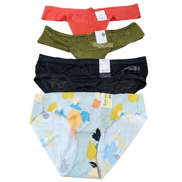 Auden Panty Bundle Of 4 Pack Small Orange Green Lace Thong Bikini Hipster Cheeky - Picture 8 of 8